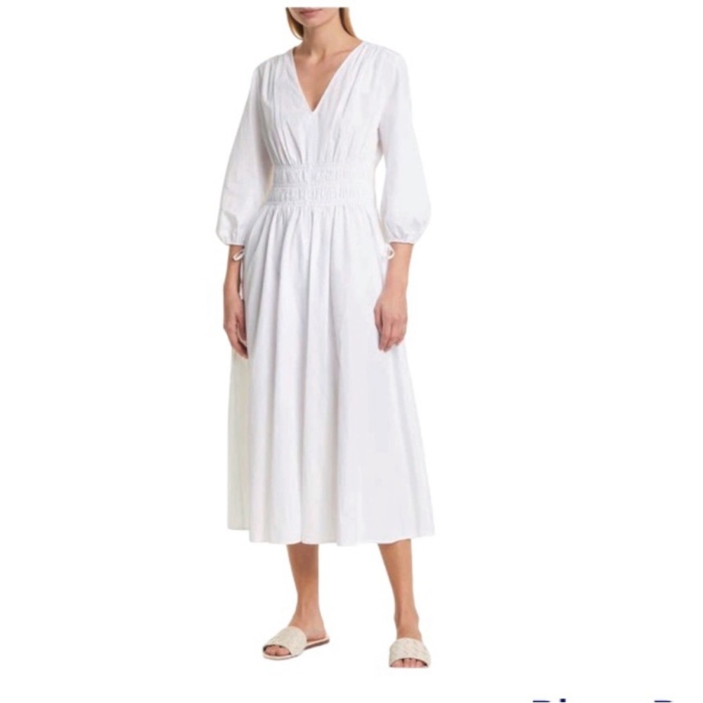 Nordstrom Signature White Smocked Waist Cotton Summer dress New Sz Medium